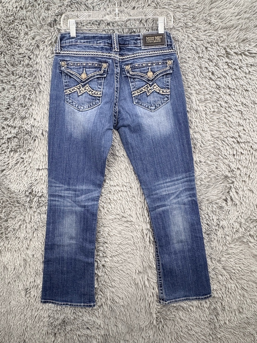 Miss Me Jeans Womens 28 Easy Bootcut Embellishment Thick Stitch Medium Wash